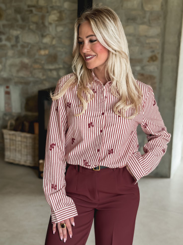 Chemise lignée Lysana - Ecru/Rouge Chemise lignée Lysana - Ecru/Rouge