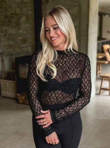 Blouse en dentelle Nancy - Noir