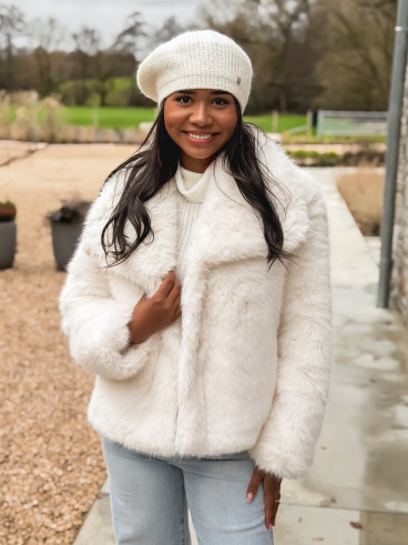 Veste en fausse fourrure Régina - Ivoire