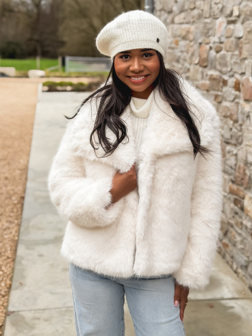 Veste en fausse fourrure Régina - Ivoire