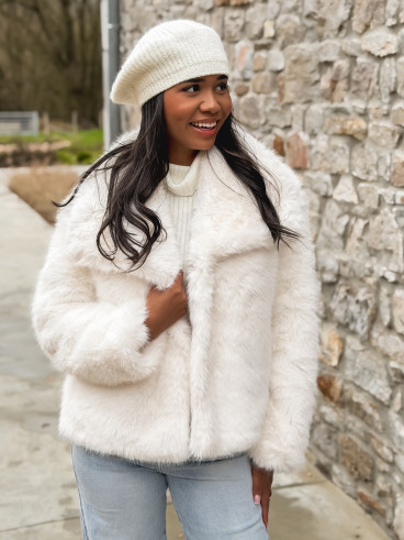 Veste en fausse fourrure Régina - Ivoire