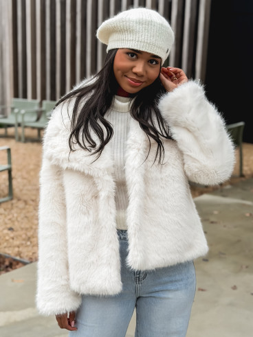 Veste en fausse fourrure Régina - Ivoire