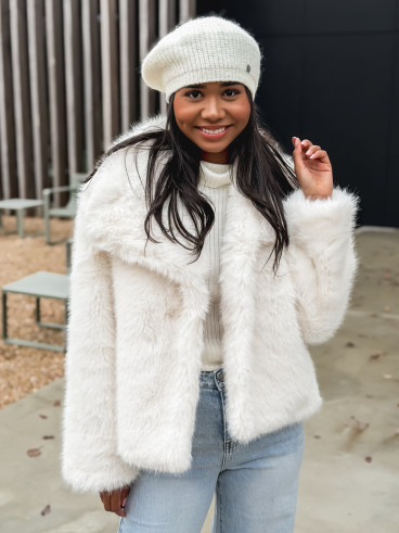 Veste en fausse fourrure Régina - Ivoire