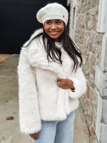 Veste en fausse fourrure Régina - Ivoire