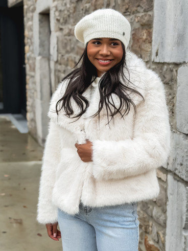 Veste en fausse fourrure Régina - Ivoire