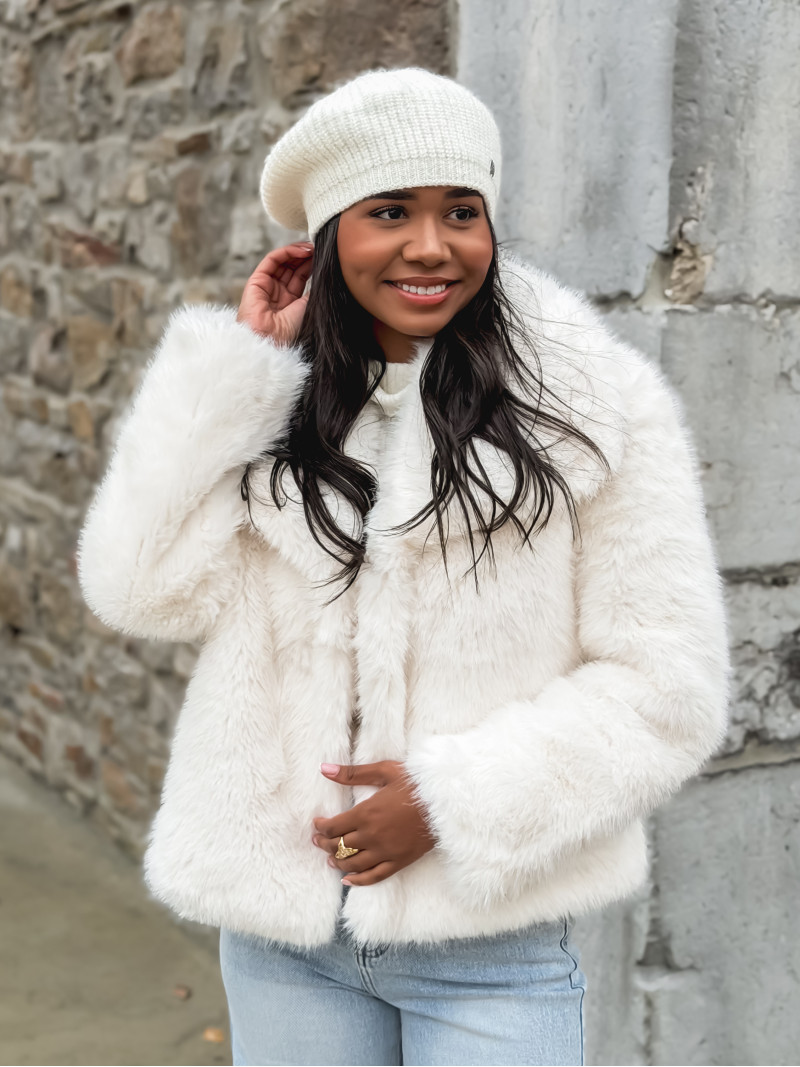 Veste en fausse fourrure Régina - Ivoire