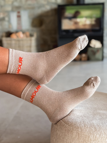 Chaussettes "Amour" - Beige