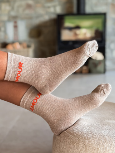 Chaussettes "Amour" - Beige Chaussettes "Amour" - Beige