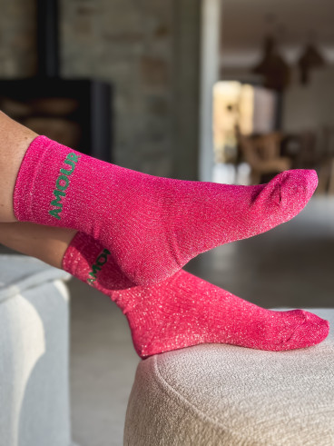 Chaussettes "Amour" - Fuchsia