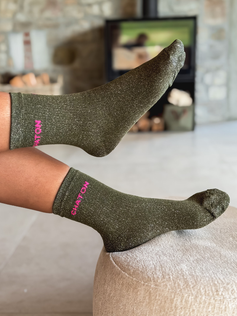 Chaussettes "Chaton" - Kaki Chaussettes "Chaton" - Kaki