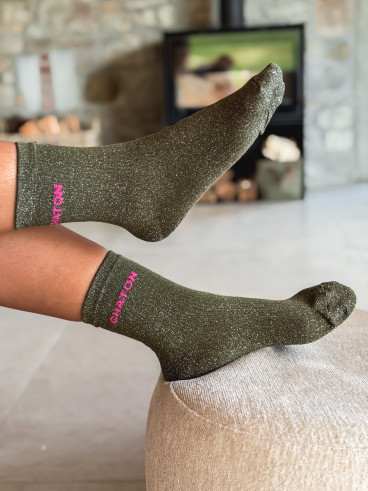 Chaussettes "Chaton" - Kaki
