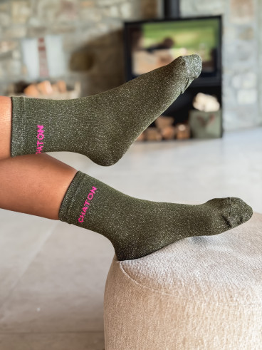 Chaussettes "Chaton" - Kaki Chaussettes "Chaton" - Kaki