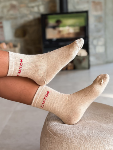 Chaussettes "Chaton" - Beige Chaussettes "Chaton" - Beige