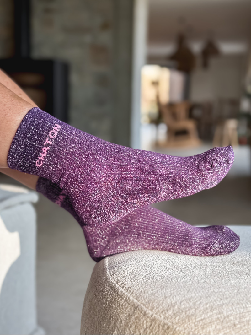 Chaussettes "Chaton" - Mauve Chaussettes "Chaton" - Mauve