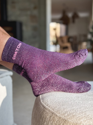 Chaussettes "Chaton" - Mauve