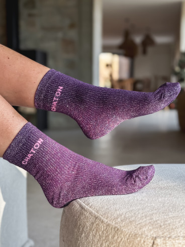 Chaussettes "Chaton" - Mauve Chaussettes "Chaton" - Mauve