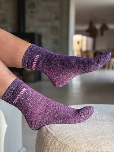 Chaussettes "Chaton" - Mauve Chaussettes "Chaton" - Mauve