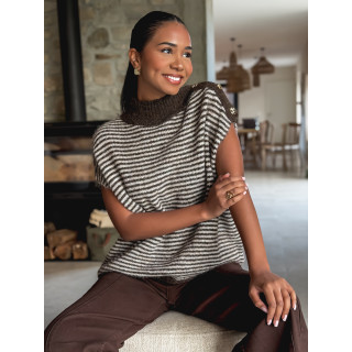 Pull ligné Nollia - Chocolat/Taupe