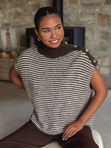 Pull ligné Nollia - Chocolat/Taupe