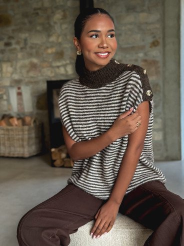 Pull ligné Nollia - Chocolat/Taupe