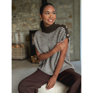 Pull ligné Nollia - Chocolat/Taupe