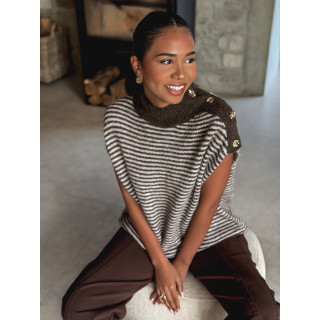 Pull ligné Nollia - Chocolat/Taupe