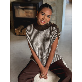 Pull ligné Nollia - Chocolat/Taupe
