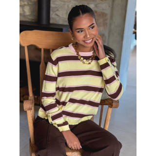 Pull ligné Erinna - Jaune/Chocolat