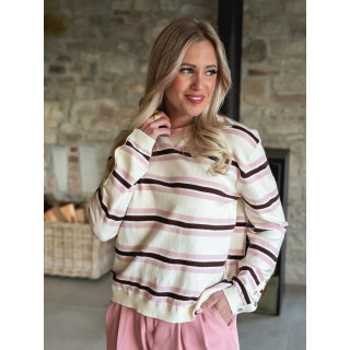 Pull ligné Erinna - Ecru/Rose