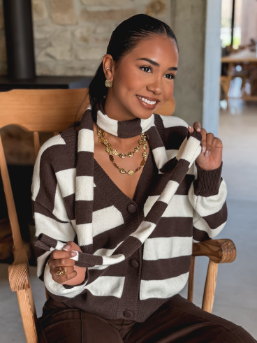 Gilet ligné Lorinna - Chocolat