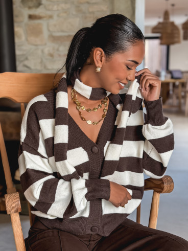 Gilet ligné Lorinna - Chocolat