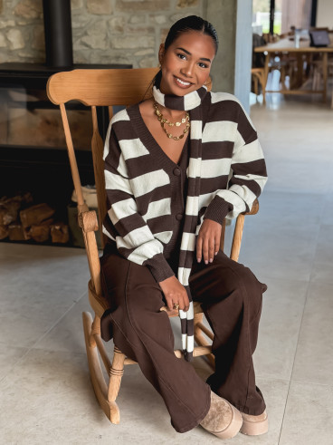 Gilet ligné Lorinna - Chocolat