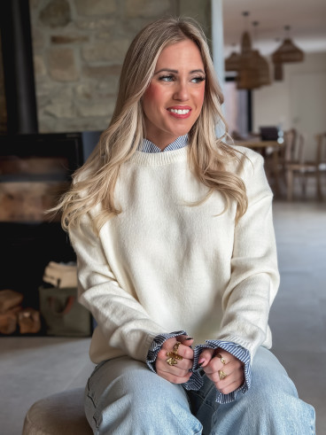 Pull Mora - Ecru/Bleu