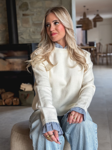 Pull Mora - Ecru/Bleu