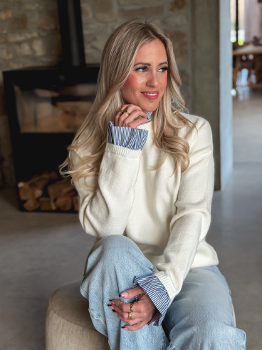 Pull Mora - Ecru/Bleu