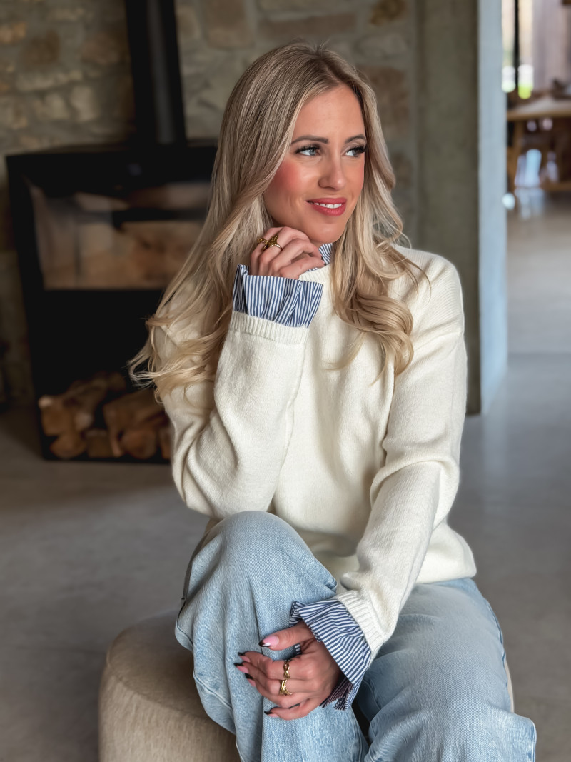 Pull Mora - Ecru/Bleu