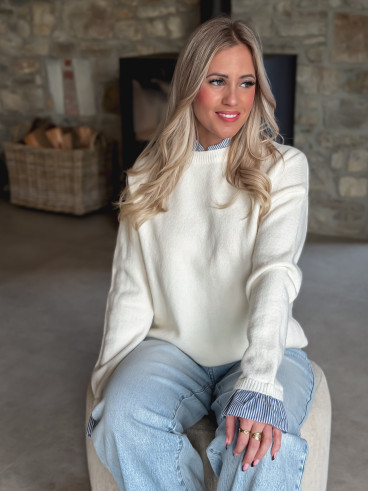 Pull Mora - Ecru/Bleu