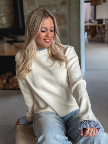 Pull Mora - Ecru/Bleu