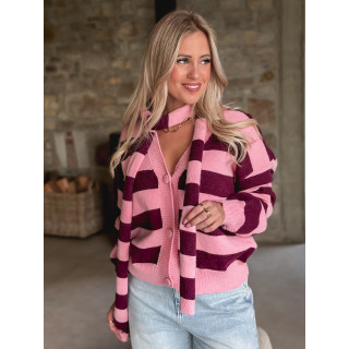 Gilet ligné Lorinna - Rose