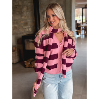 Gilet ligné Lorinna - Rose