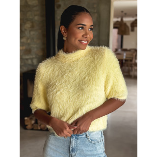 Pull fausse fourrure Kellie - Jaune