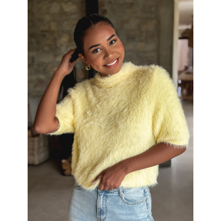 Pull fausse fourrure Kellie - Jaune