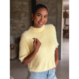 Pull fausse fourrure Kellie - Jaune