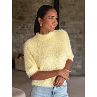 Pull fausse fourrure Kellie - Jaune