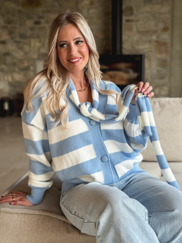 Gilet ligné Lorinna - Bleu ciel