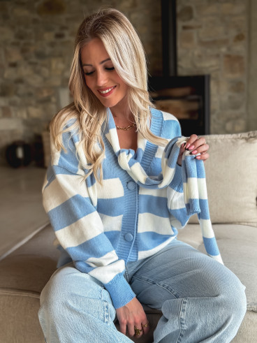 Gilet ligné Lorinna - Bleu ciel Gilet ligné Lorinna - Bleu ciel