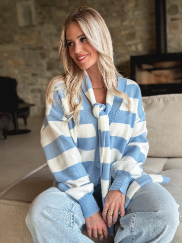 Gilet ligné Lorinna - Bleu ciel Gilet ligné Lorinna - Bleu ciel