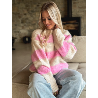 Pull ligné Manolla - Ecru/Rose
