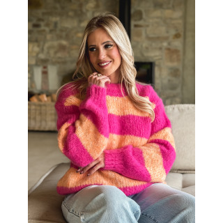 Pull ligné Manolla - Fuchsia/Orange