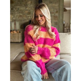 Pull ligné Manolla - Fuchsia/Orange